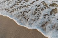 Kaboompics - Close-Up of Baltic Sea Foam Edging a Smooth Sandy Beach, Abstract Coastal Texture