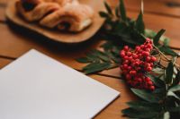 Kaboompics - Red rowan fruit with a white sheet of paper