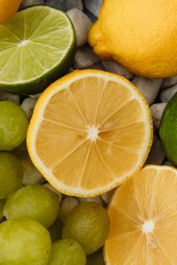 Kaboompics - Close-Up Citrus Fruit Arrangement on White Pebbles