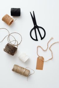 Natural Jute Twine And Rustic Gift Wrapping Supplies On White Background