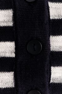 Kaboompics - Striped Cardigan Button Detail – Black and White Knit Close-Up