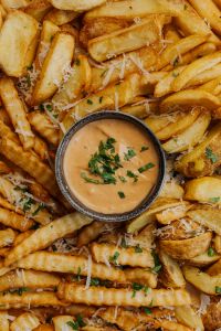 Kaboompics - Crinkle Cut Fries with Creamy Dipping Sauce