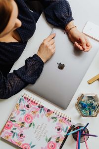Kaboompics - Happy casual beautiful woman working on a laptop
