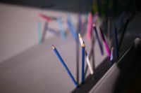 Kaboompics - Pencils and crayons sticking out of the walls and floors