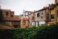 Kaboompics - Weathered Brick and Stucco Homes Rising above Green Hedges in Murano, Venice