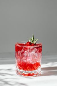 Kaboompics - Raspberry Soda In Glass With Rosemary