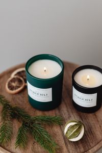 Kaboompics - Black Christmas Candles with White Paper Ornament