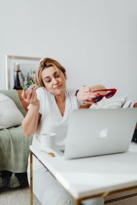 Kaboompics - Remote Work from the Sofa with Laptop and Eyeglasses at Home