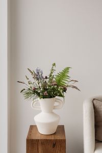 Kaboompics - Wildflower Vase with Large Blank Wall Copy Space in Neutral Interior