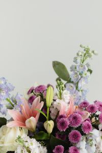Kaboompics - Pastel Flower Arrangement along Bottom with Large Copy Space