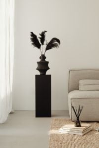 Kaboompics - Black Pampas Vase beside Gray Sofa and Minimalist Living Room Decor