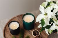 Kaboompics - Christmas Candle and Poinsettia Still Life Close Up