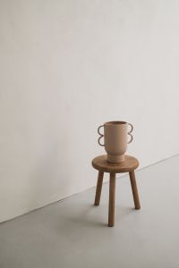 Kaboompics - Minimal Wooden Stool with Ceramic Mug in Neutral Interior