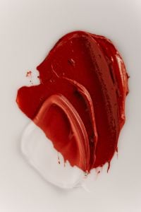 Kaboompics - Red Lipstick with Clear Gloss Swatch