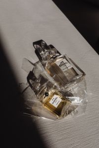 Kaboompics - Chanel No. 5 Perfume Bottles on Crinkled Plastic