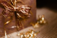Kaboompics - Soft-Focus Gold Gift Ribbon and Party Lights with Copy Space