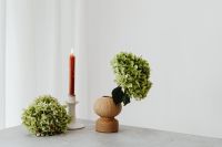 Kaboompics - Green Hydrangea and Candle in Minimal Still Life