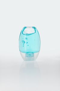 Kaboompics - Translucent Blue Hand Sanitizer Bottle on White Surface