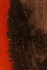 Kaboompics - Black Brown Powder on Red Background