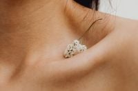 Kaboompics - Minimal Collarbone Close-Up with a Single White Wildflower on Bare Skin
