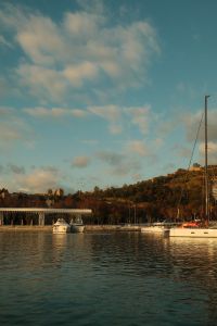 Kaboompics - Malaga Marina with Sailboat and Hillside