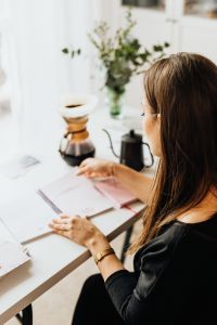 Kaboompics - Home Office Planning with a Notebook and Pour-Over Coffee