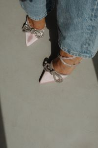Kaboompics - Pink Handbag and Bow Heels Flatlay