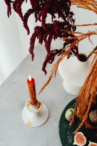 Kaboompics - Candle And Dried Flowers In Minimalist Still Life