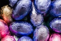 Kaboompics - Dark Macro Close-Up of Crinkled Foil Easter Eggs