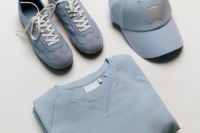 Kaboompics - Blue Sneakers, Cap and Sweatshirt Flat Lay