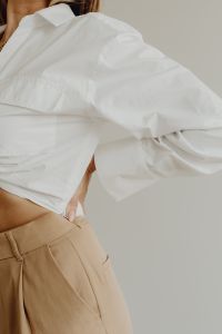 Kaboompics - Side View of White Shirt and Beige Trousers