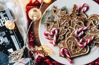 Kaboompics - Christmas Gingerbread Cookies with Candy Canes and Golden Bokeh