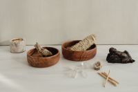 Kaboompics - Vertical Sage Bundle Arrangement With Candle And Buddha