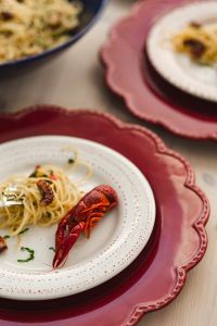 Kaboompics - Soft Focus Seafood Dinner Table with Crayfish and Decorative Plates