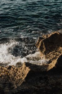 White Surf Splashing Over a Rocky Coast
