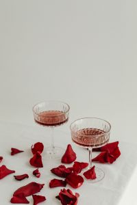 Kaboompics - Valentine Cocktails with Rose Petals in Crystal Glasses
