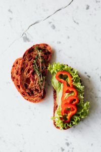 Kaboompics - Open Vegetable Sandwich and Toast on a Marble Background