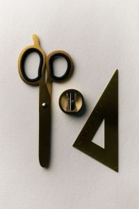 Kaboompics - Minimalist Stationery Tools with Scissors and Triangular Ruler