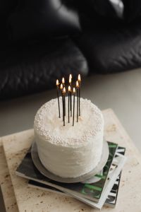 Kaboompics - Close-Up White Cake with Black Candles