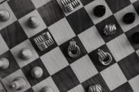 Kaboompics - Black and White Chessboard Still Life With Metal Pieces