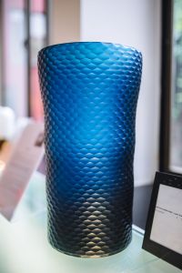 Kaboompics - Macro Detail of a Blue Honeycomb-Textured Murano Glass Vase