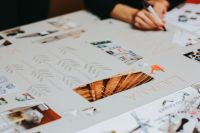 Kaboompics - Creative Moodboard with Photo Cutouts, Sketches and Design Notes