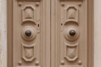 Kaboompics - Symmetrical Double Wooden Door with Raised Panels