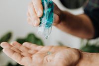 Kaboompics - Close-Up of Blue Sanitizer Gel Dispensed into Palm