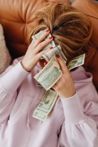 Woman Working from Home with Laptop and Personal Finance Lifestyle