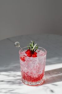 Kaboompics - Raspberry Cocktail In Cut Crystal Glass