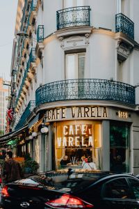 Kaboompics - Cafe Varela Corner Facade with Wrought-Iron Balconies on Madrid Street