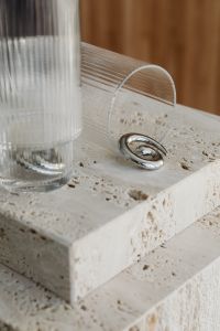 Kaboompics - Silver Spiral Earrings with a Ribbed Glass