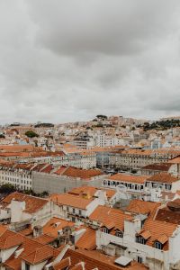 Kaboompics - Lisbon Rooftop Skyline under a Dramatic Overcast Sky, Portugal Travel View