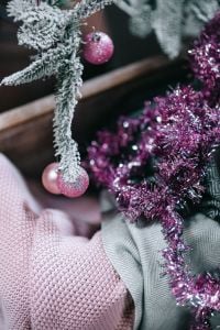 Kaboompics - Pink Baubles And Purple Tinsel Christmas Decor